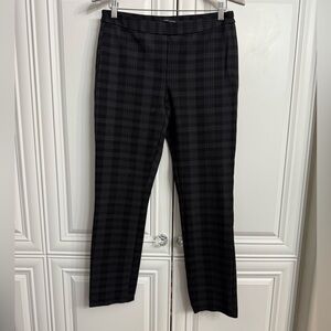 Amanda + Chelsea Size 8 Grey/Black Plaid Dress Pants Straight Leg Side Zipper
